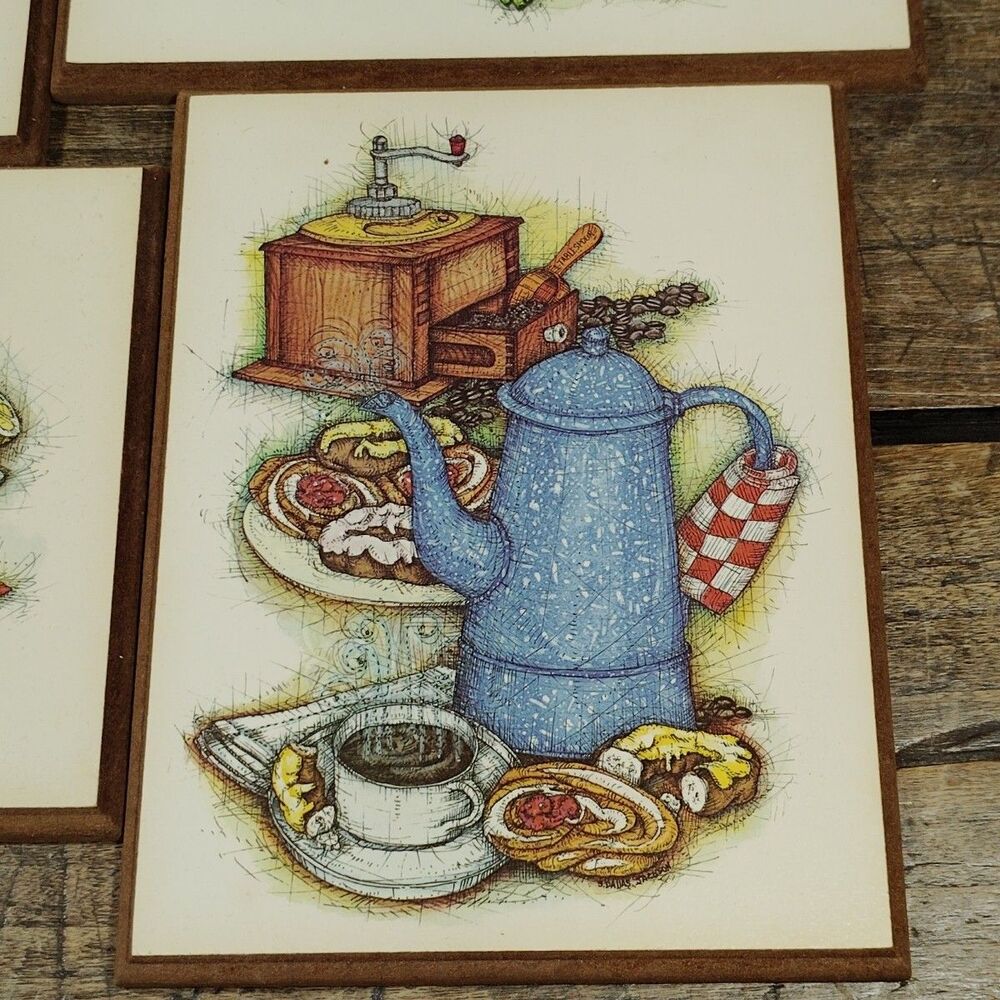 Vintage Set of 4 Plaque Kitchen Decor Farmhouse Wall Hanging Retro Primitive - Picture 4 of 8